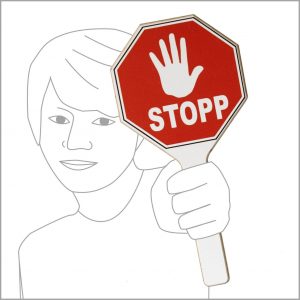 Stopp-Schild mit Hand und Schriftzug | © Kappelner Werkstätten