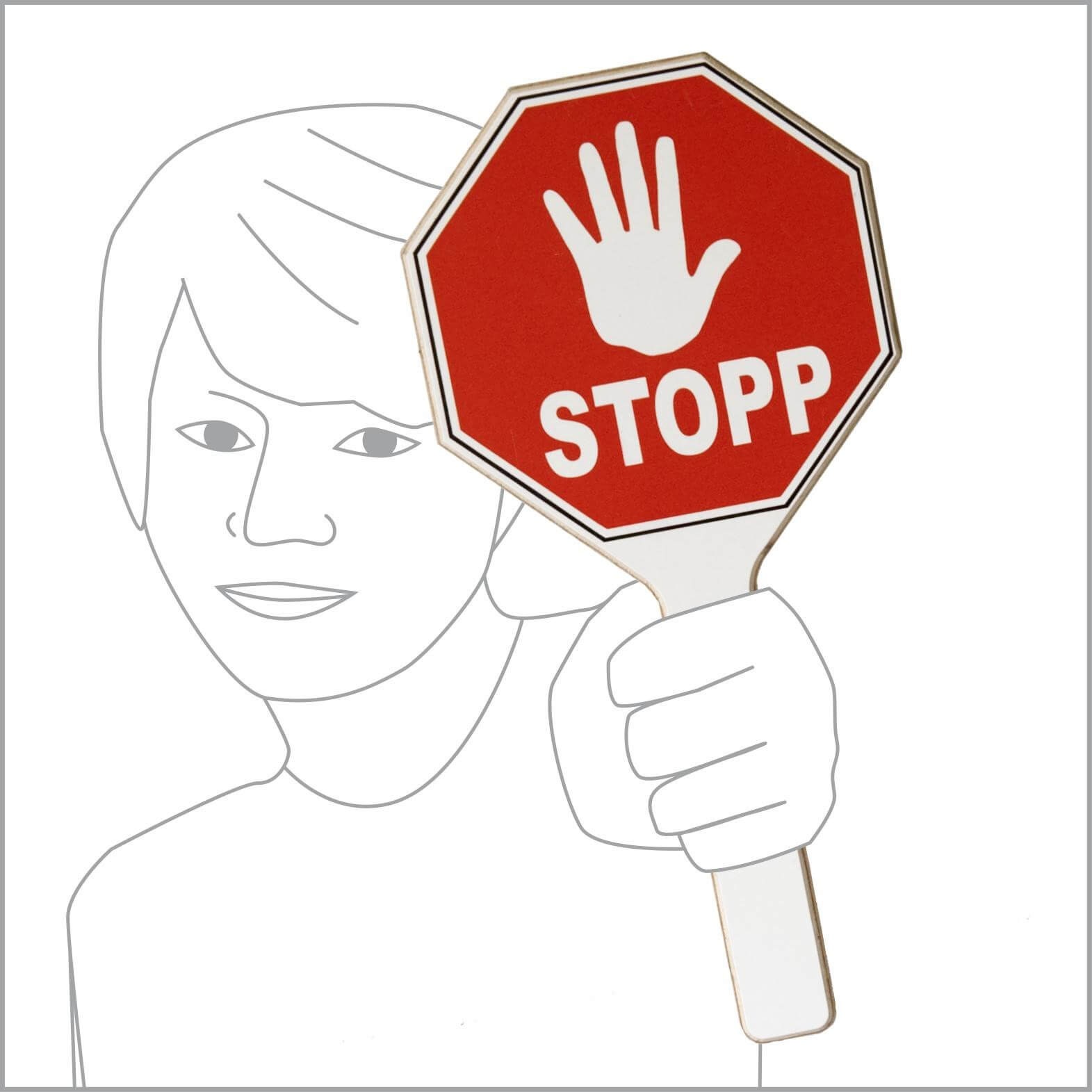 Stopp-Schild mit Hand und Schriftzug | © Kappelner Werkstätten